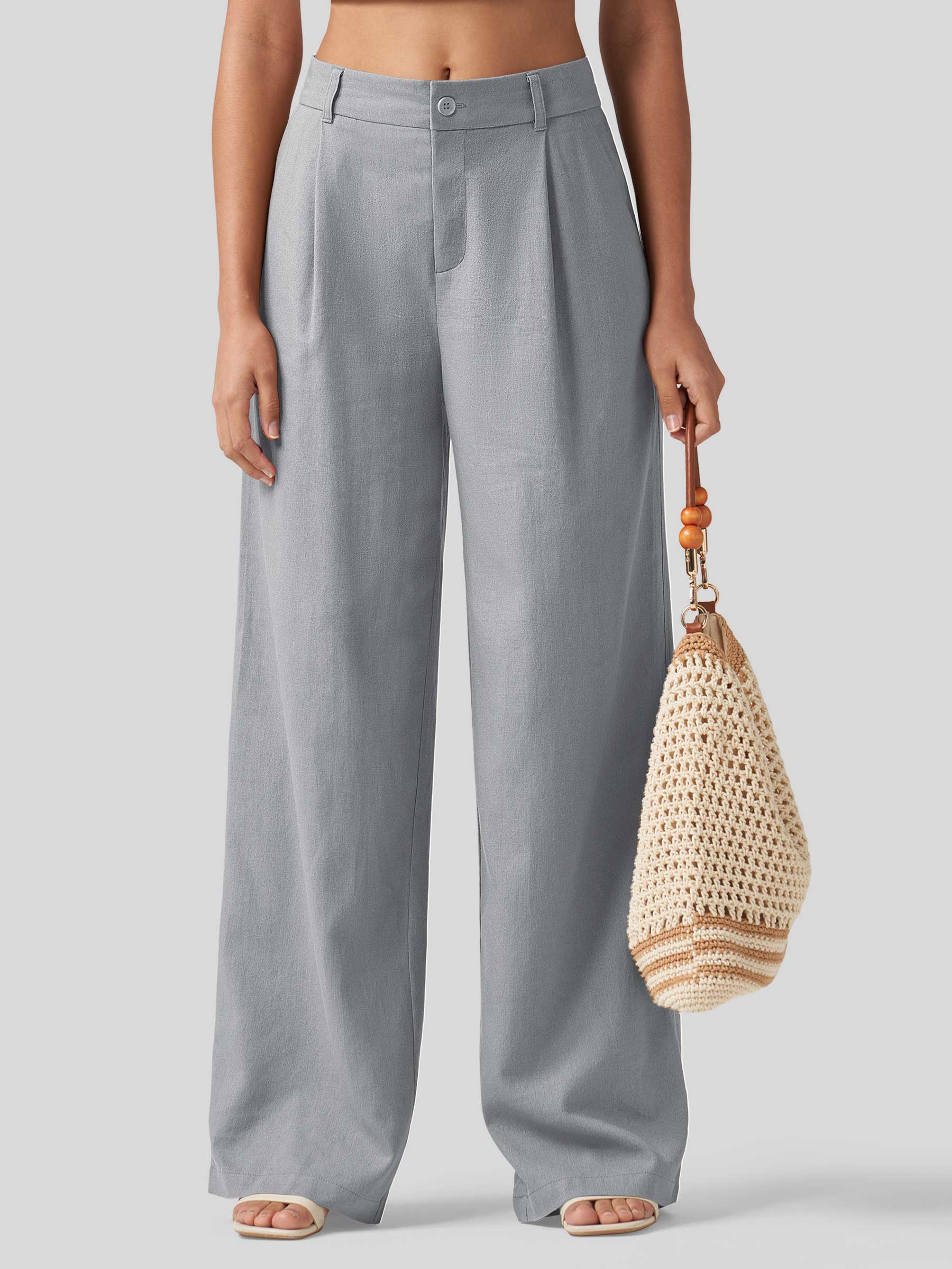 Women's Cotton Linen Wide-Leg Pants