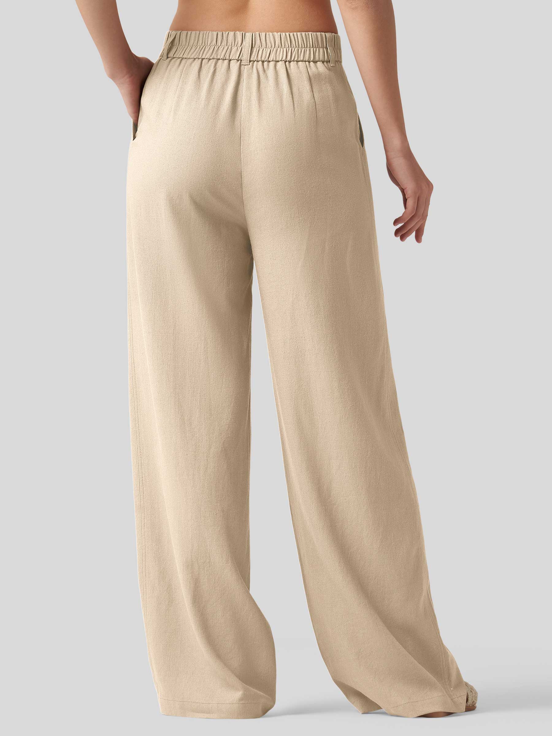 Women's Cotton Linen Wide-Leg Pants
