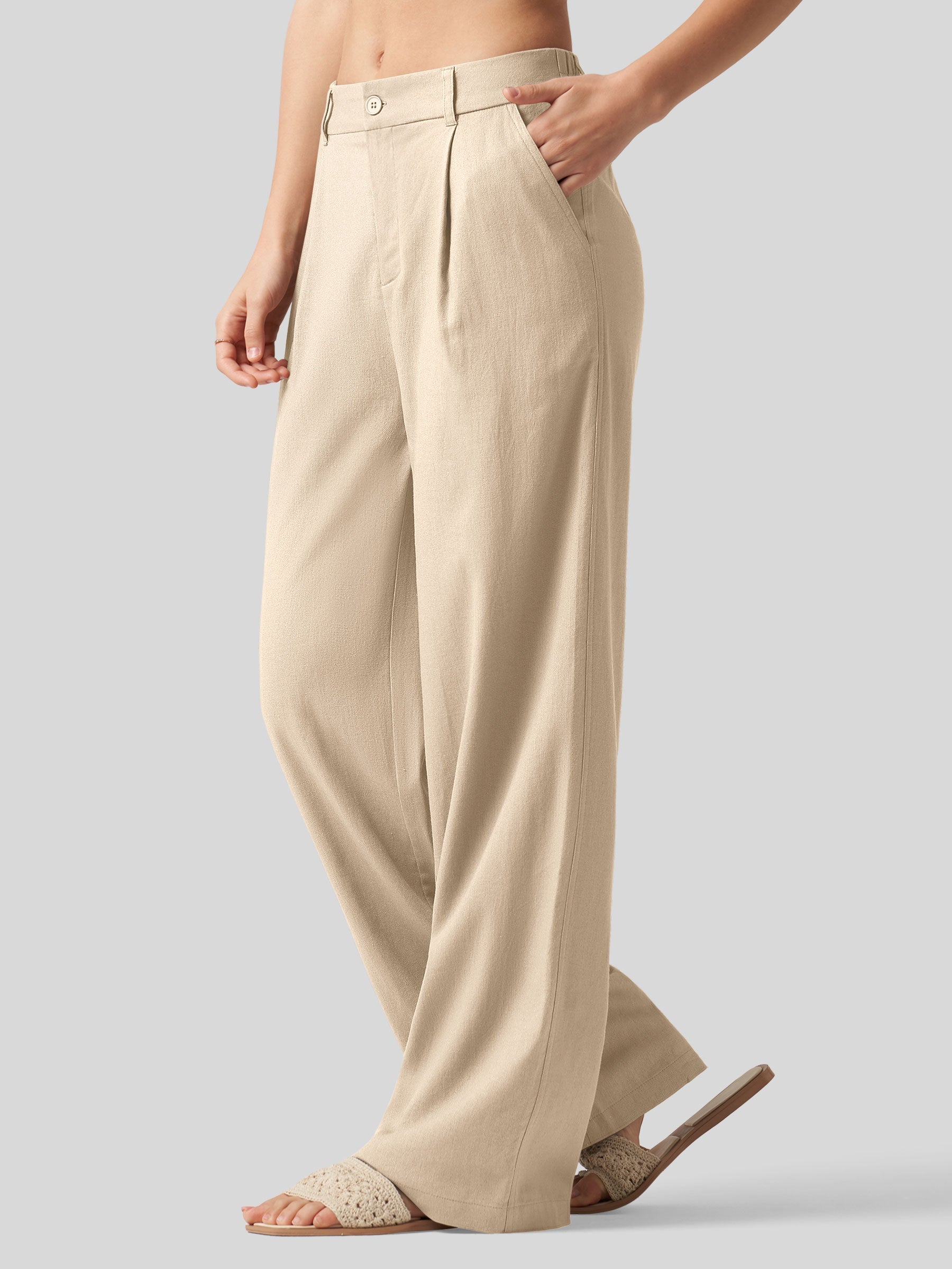 Women's Cotton Linen Wide-Leg Pants