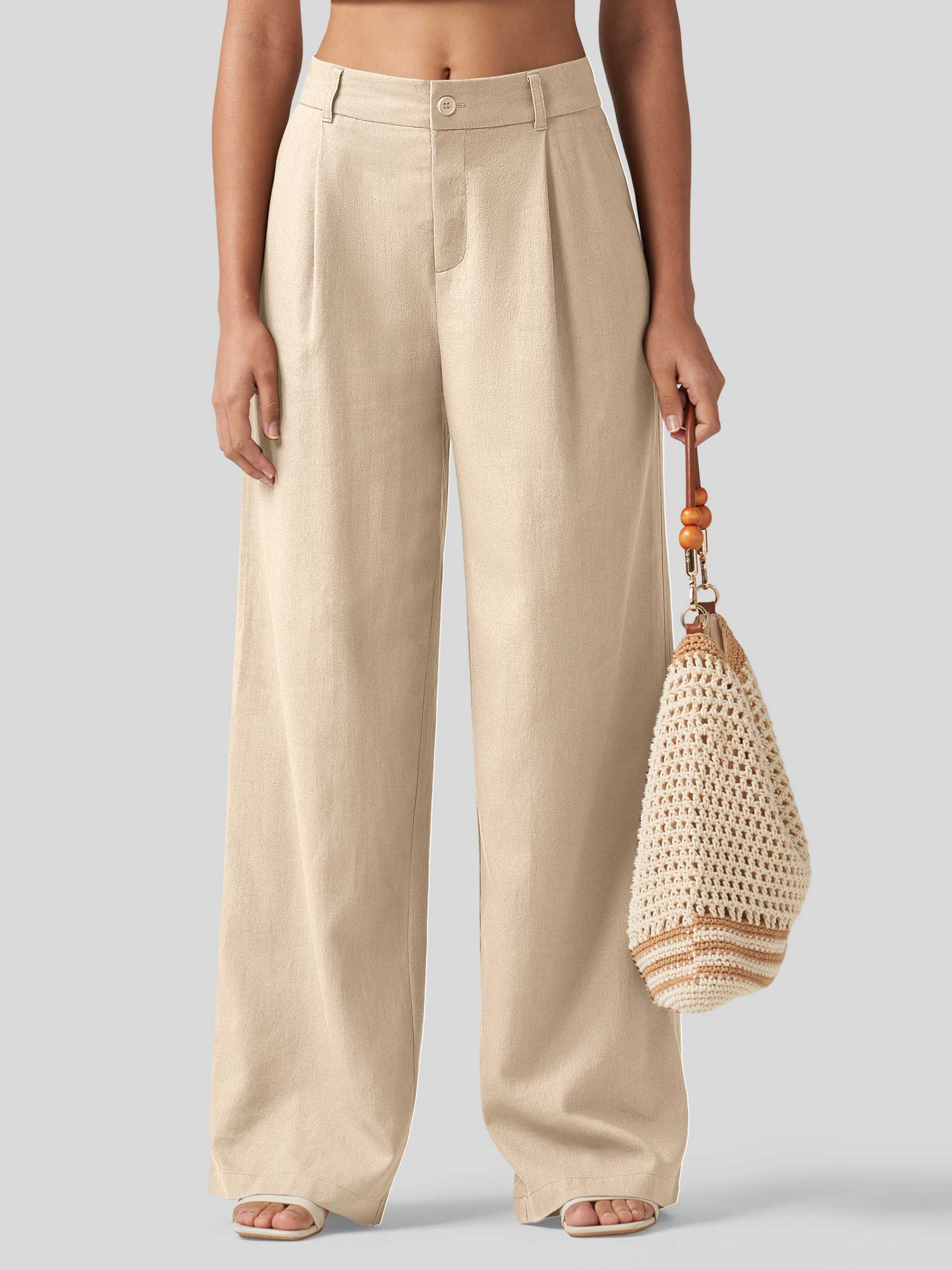 Women's Cotton Linen Wide-Leg Pants