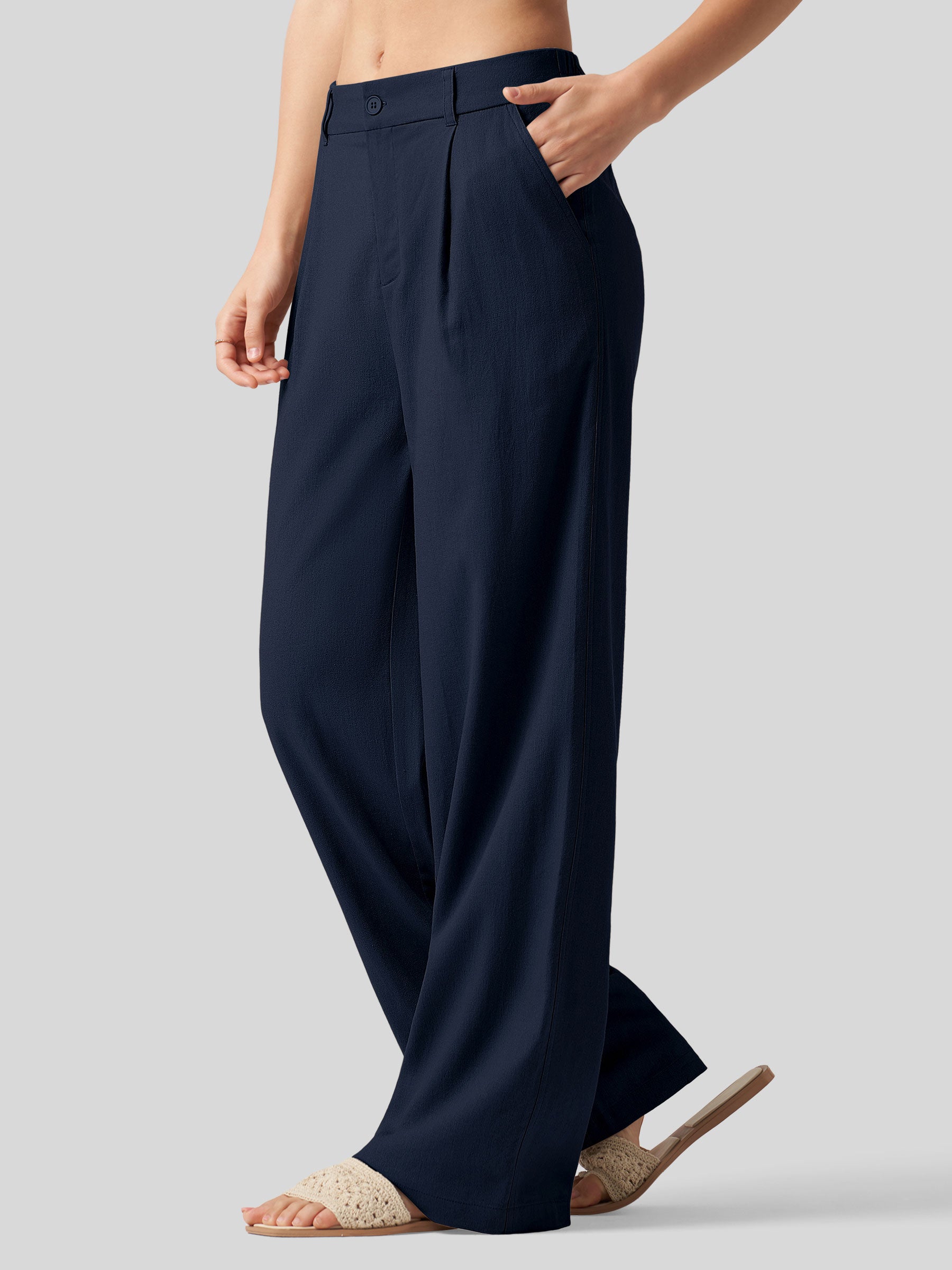 Women's Cotton Linen Wide-Leg Pants