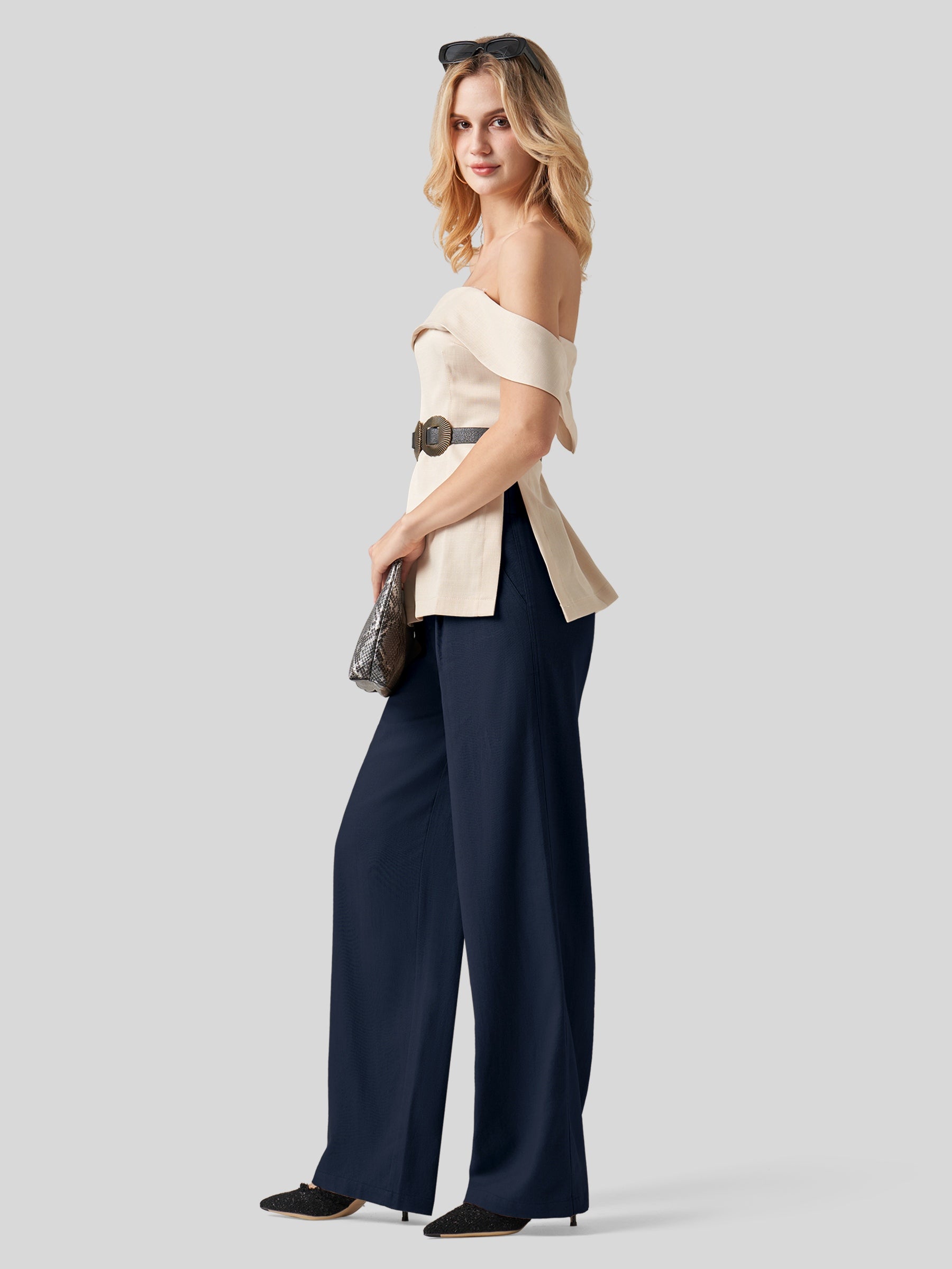 Women's Cotton Linen Wide-Leg Pants