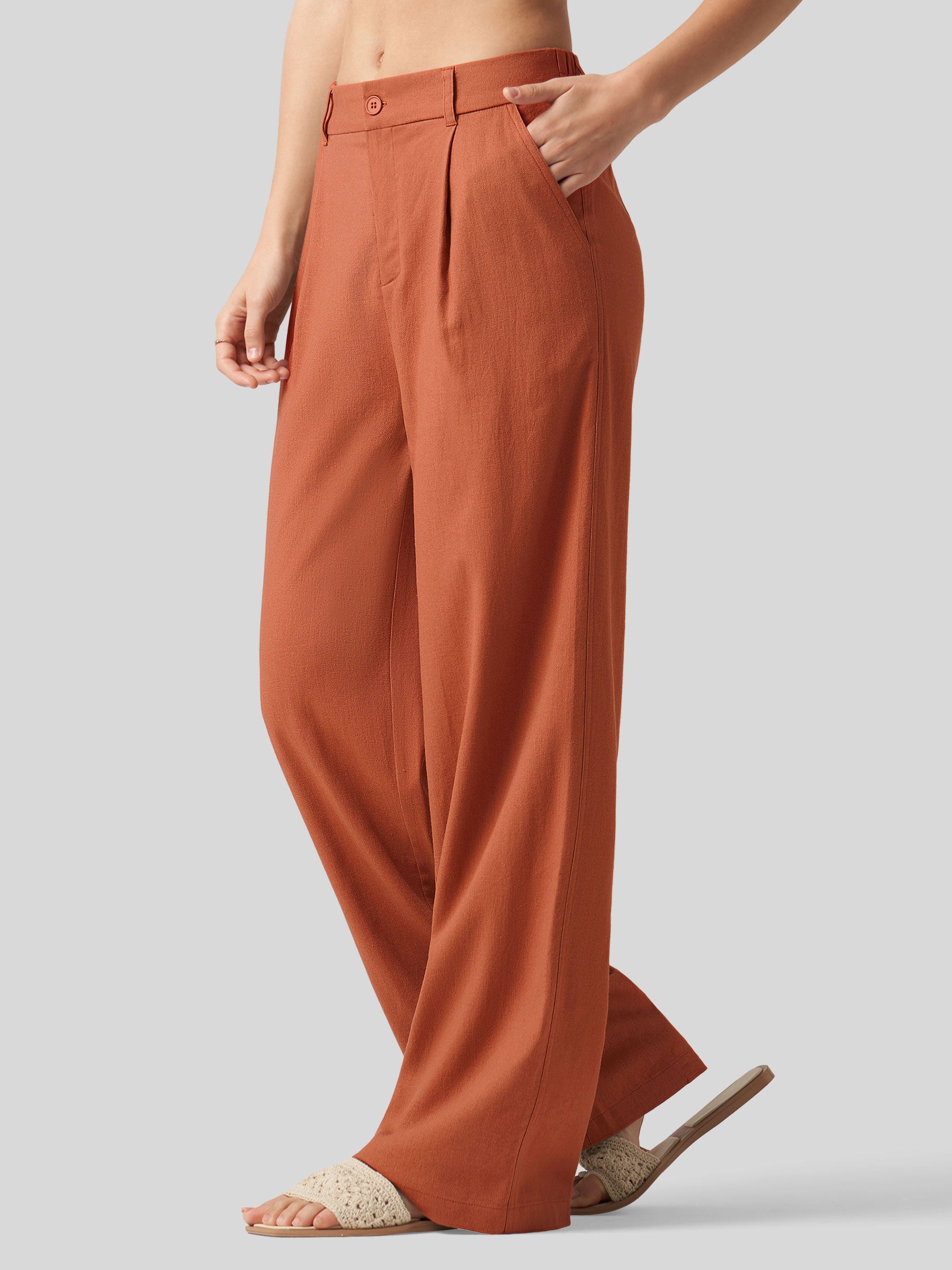 Women's Cotton Linen Wide-Leg Pants