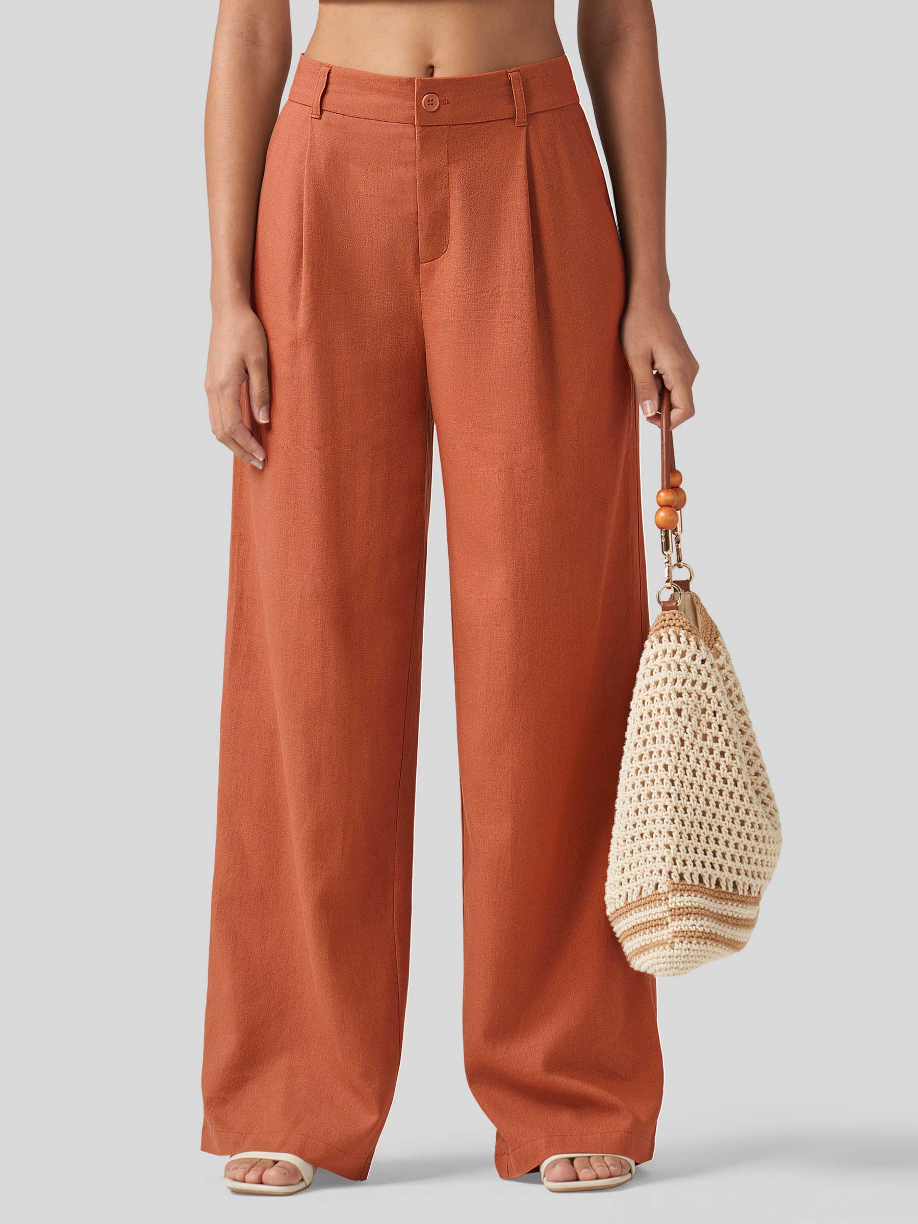 Women's Cotton Linen Wide-Leg Pants