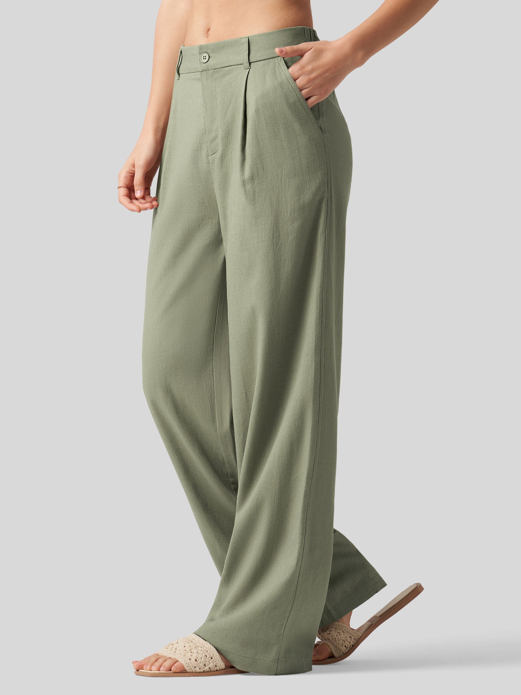 Women's Cotton Linen Wide-Leg Pants