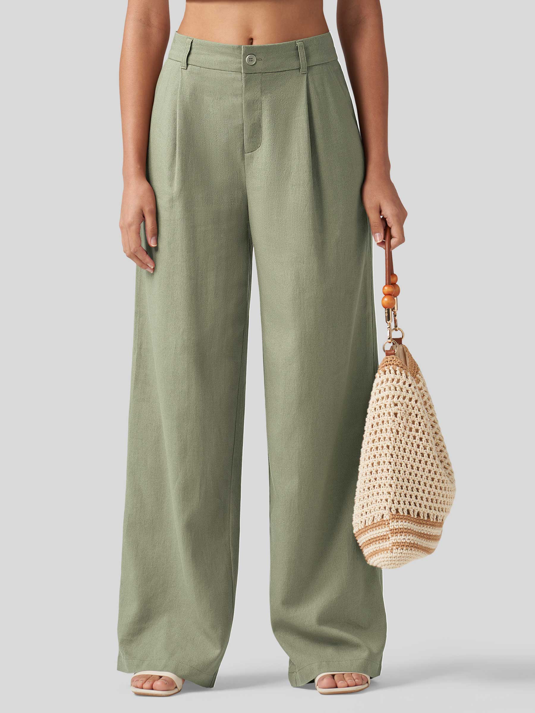 Women's Cotton Linen Wide-Leg Pants