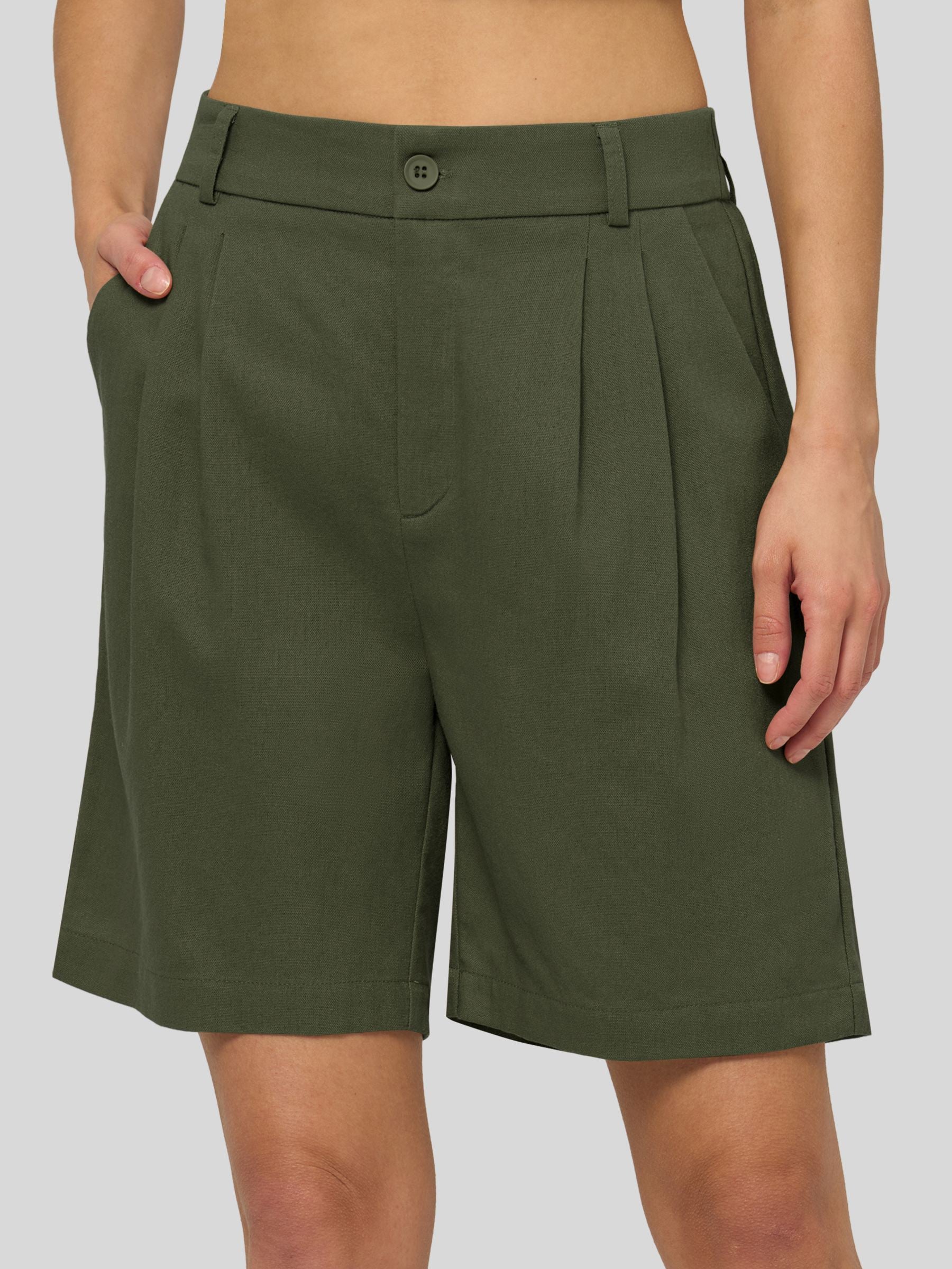 Women's Cotton Linen Bermuda Shorts