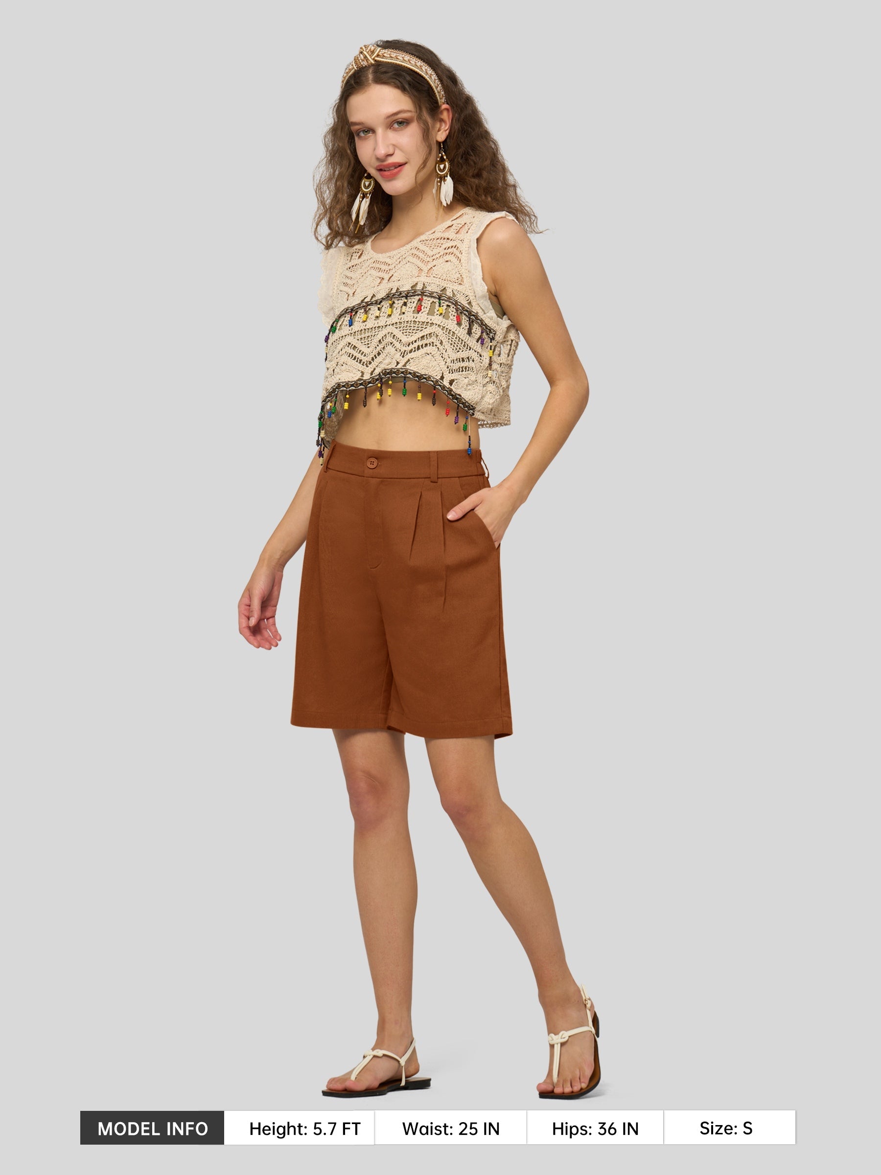 Women's Cotton Linen Bermuda Shorts