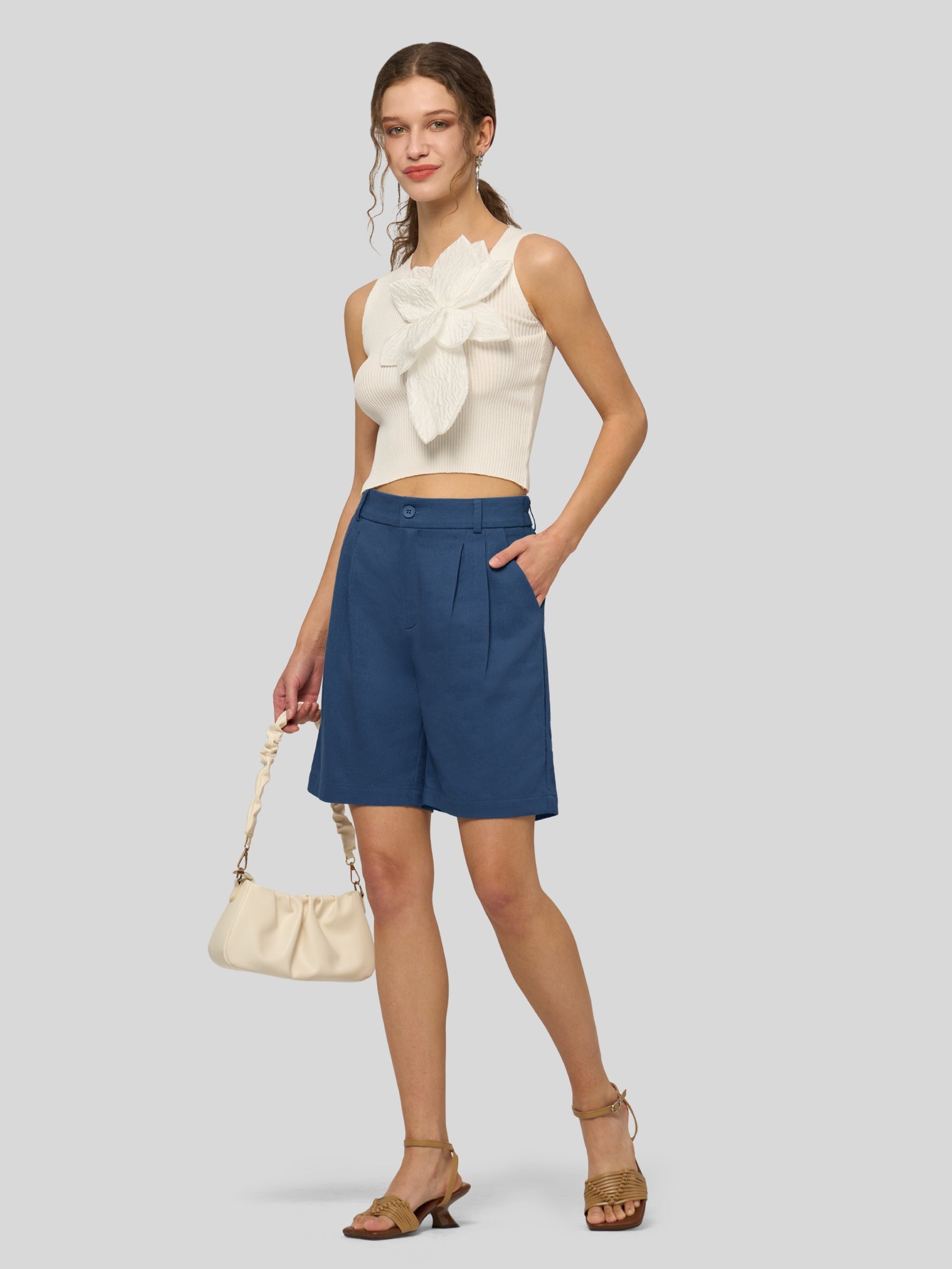 Women's Cotton Linen Bermuda Shorts