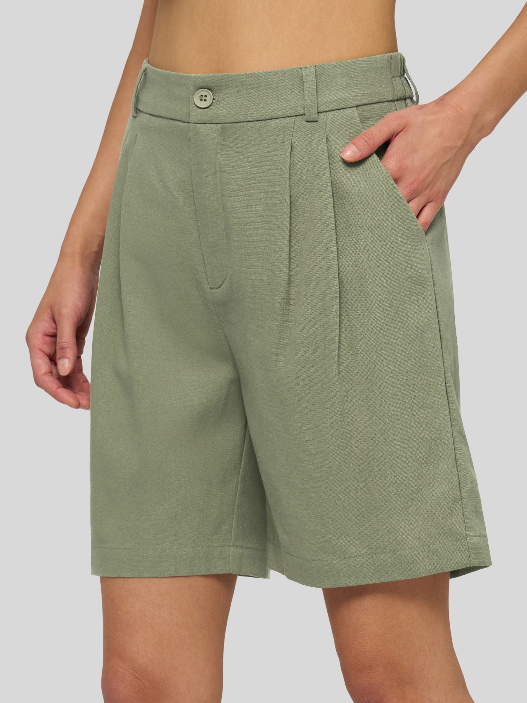 Women's Cotton Linen Bermuda Shorts