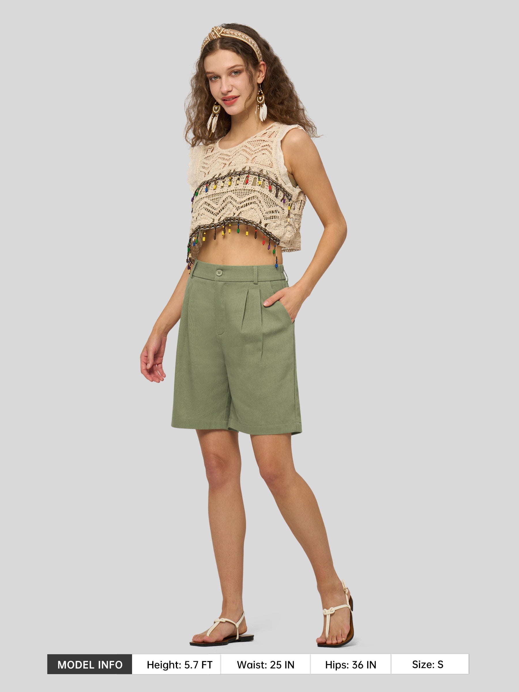 Women's Cotton Linen Bermuda Shorts