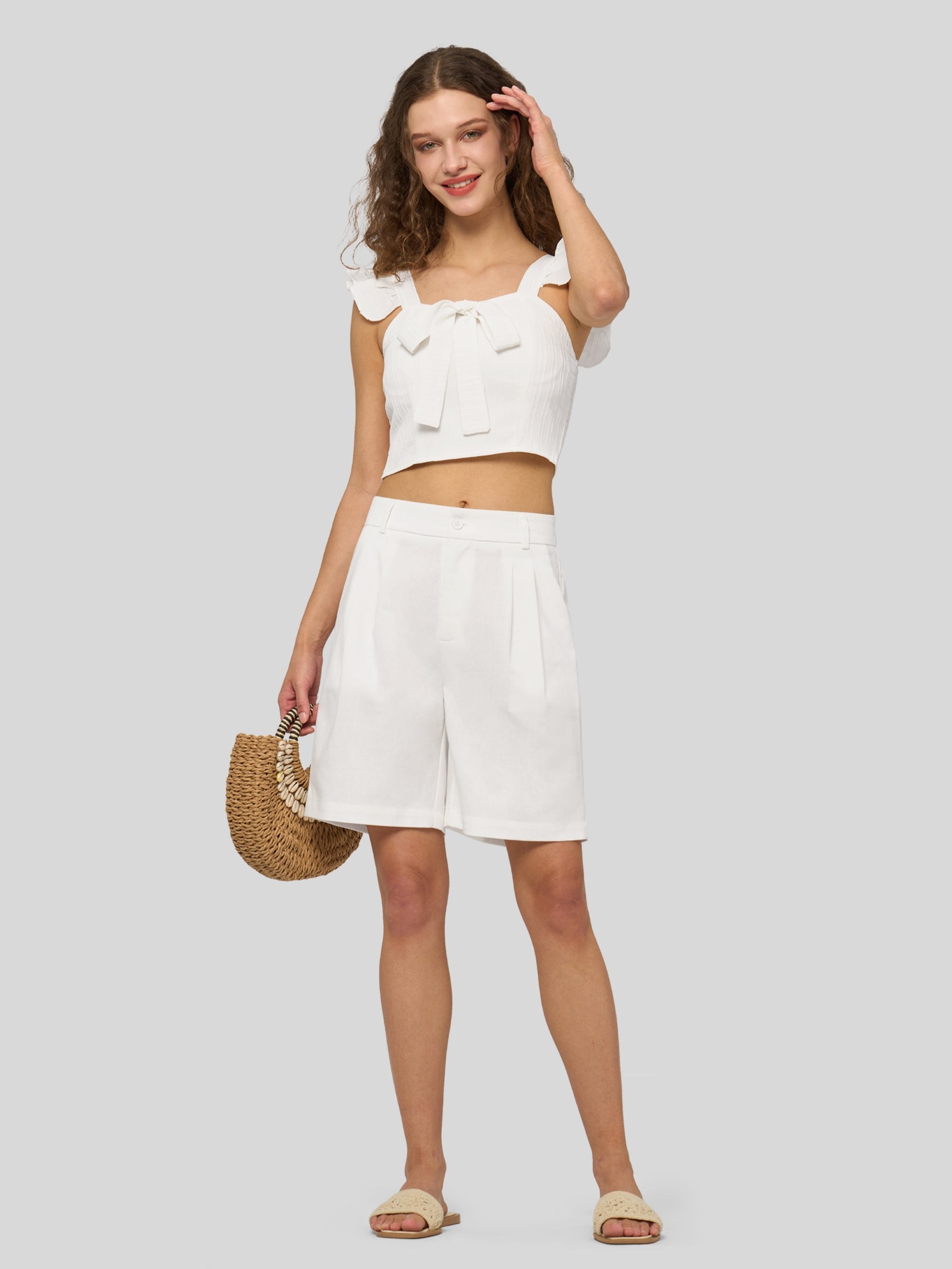 Women's Cotton Linen Bermuda Shorts