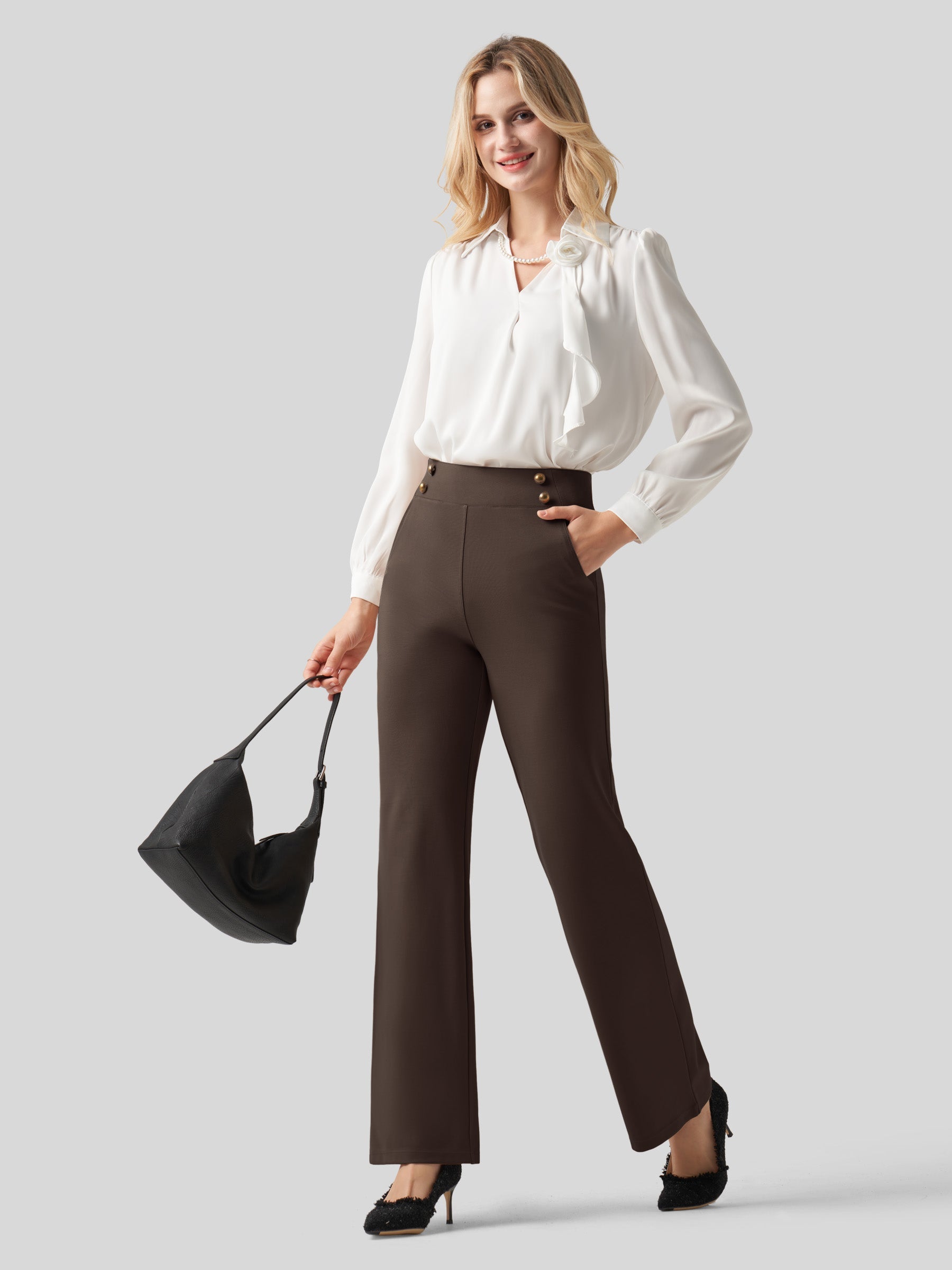 Women's Smooth Wide Leg Yoga Dress Pants
