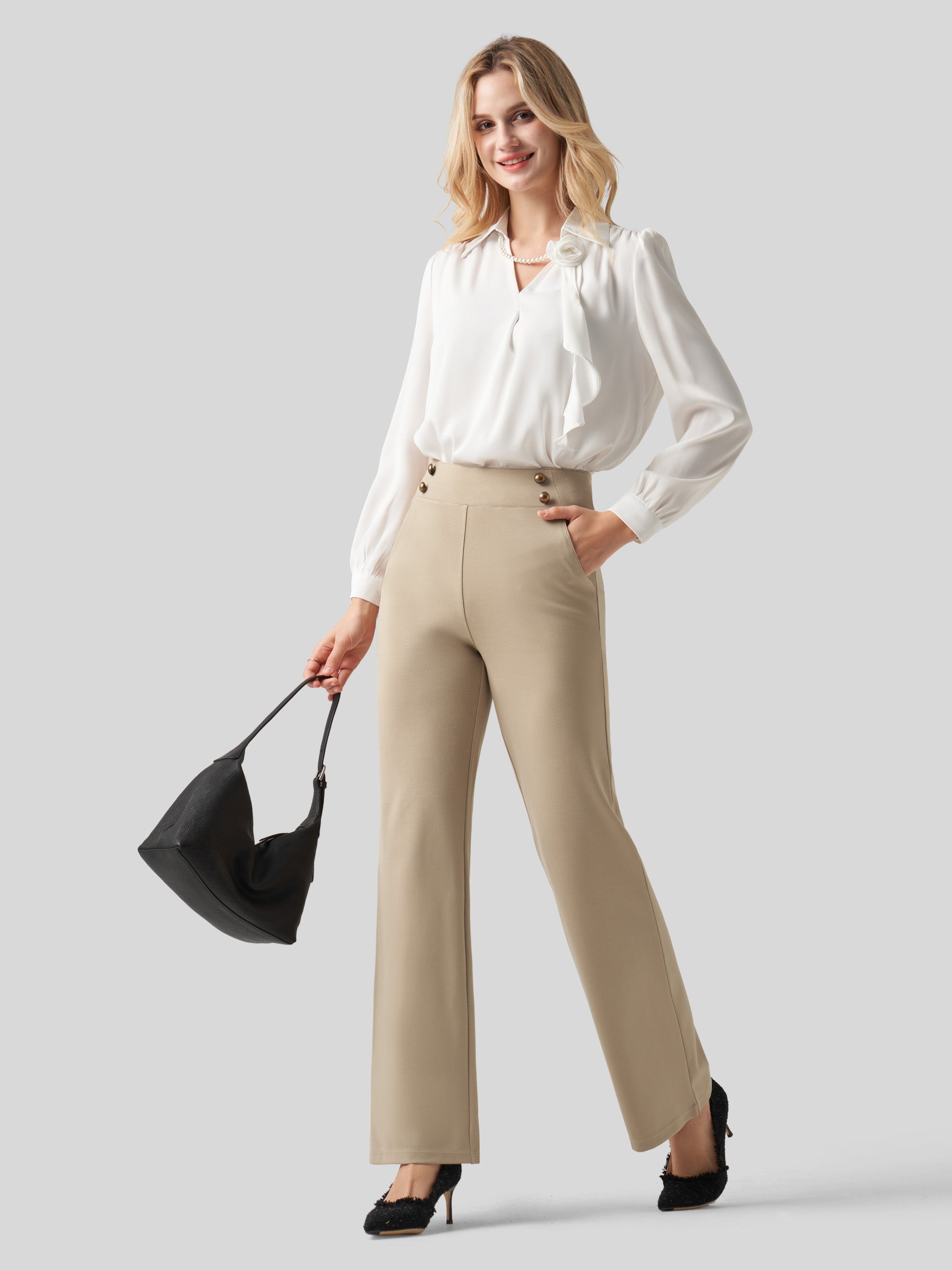 Women's Smooth Wide Leg Yoga Dress Pants
