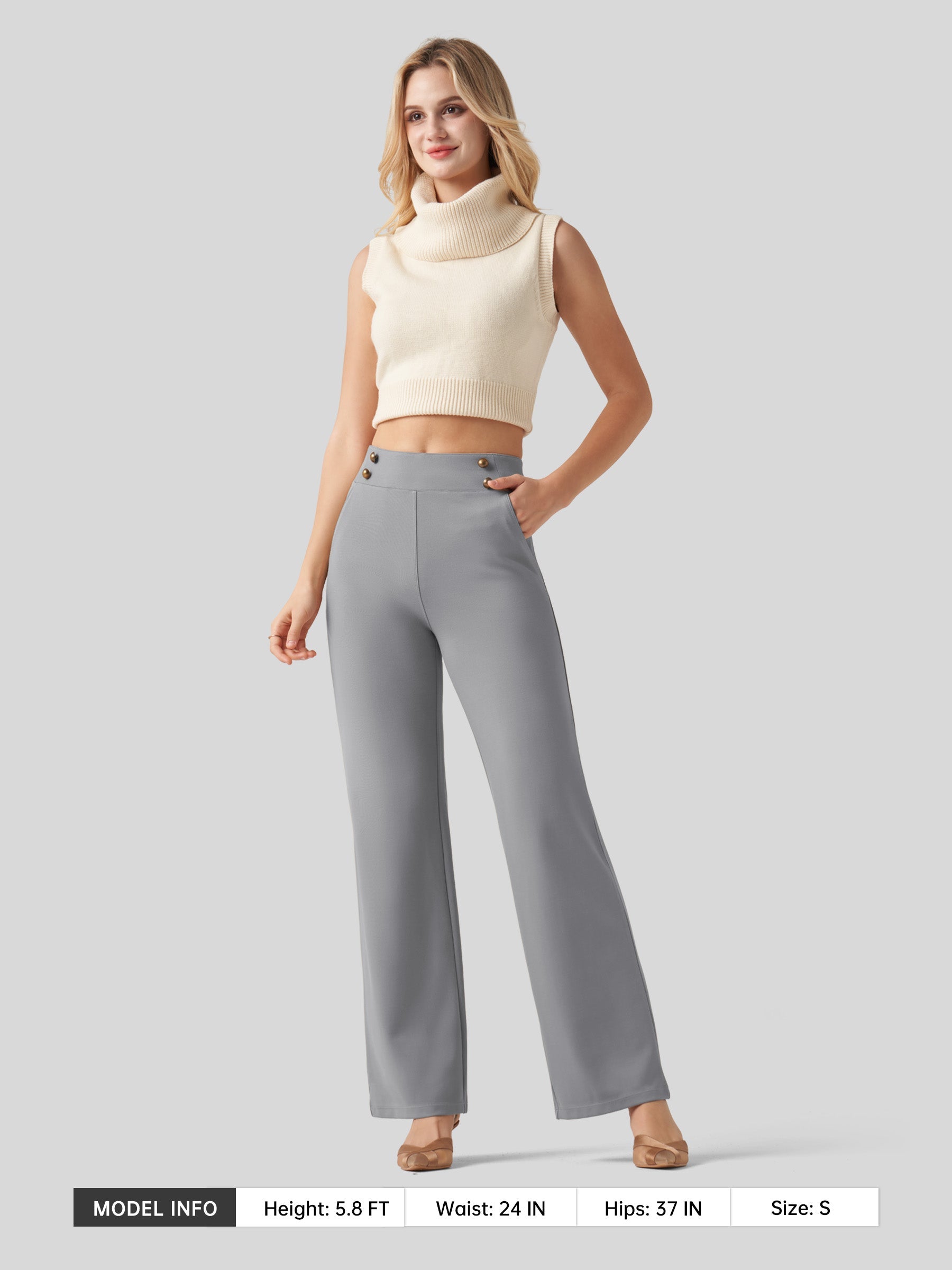Women's Smooth Wide Leg Yoga Dress Pants