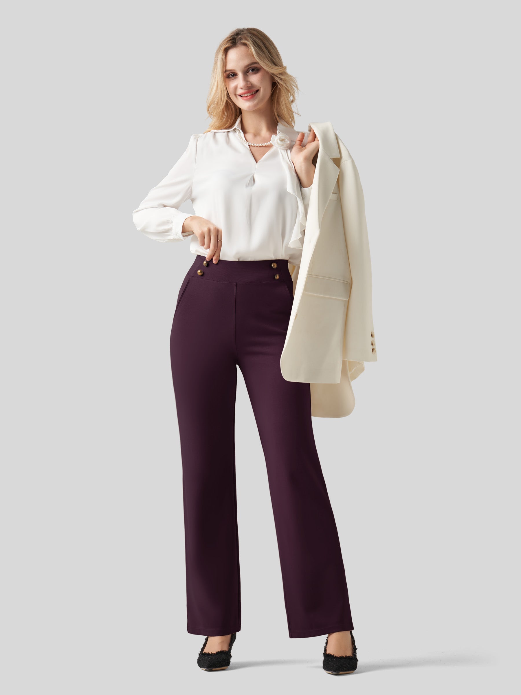 Women's Smooth Wide Leg Yoga Dress Pants