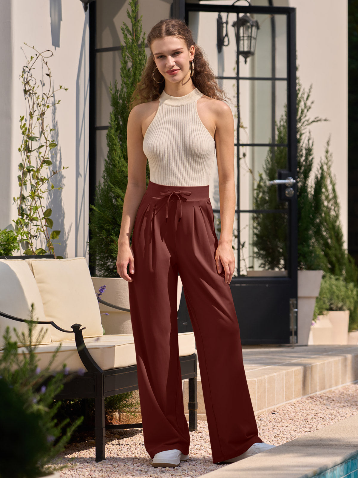 Women's Stretchy Wide Leg Slacks
