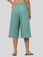 Women's Cotton Linen Easy Wide-Leg Capris