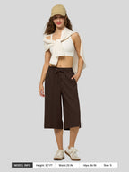 Women's Cotton Linen Easy Wide-Leg Capris
