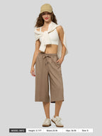 Women's Cotton Linen Easy Wide-Leg Capris