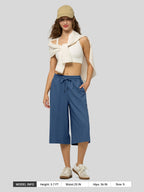 Women's Cotton Linen Easy Wide-Leg Capris