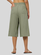 Women's Cotton Linen Easy Wide-Leg Capris