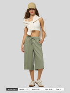 Women's Cotton Linen Easy Wide-Leg Capris