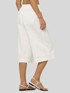 Women's Cotton Linen Easy Wide-Leg Capris