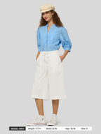 Women's Cotton Linen Easy Wide-Leg Capris