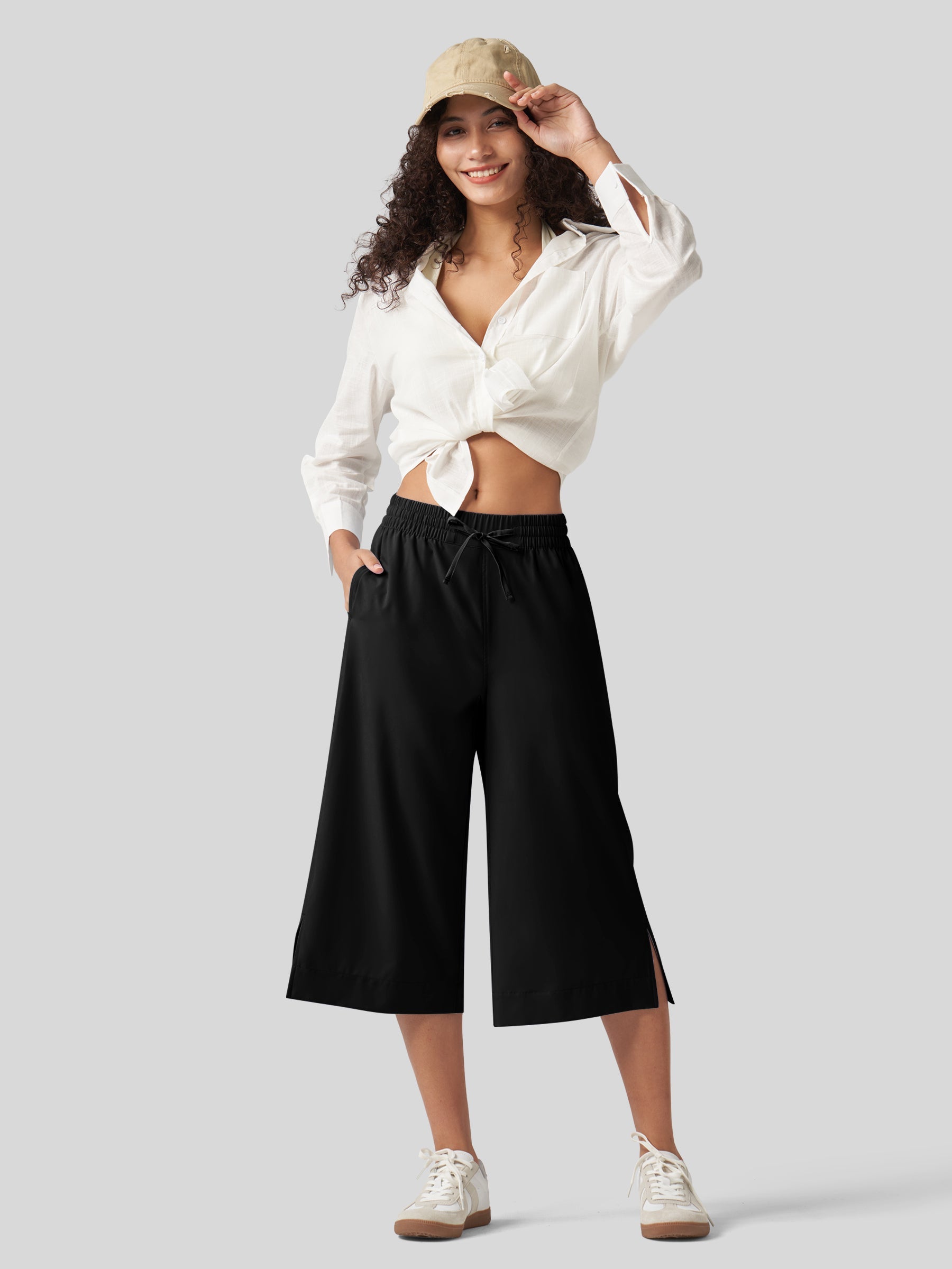 Women's Woven Wide Leg Capris