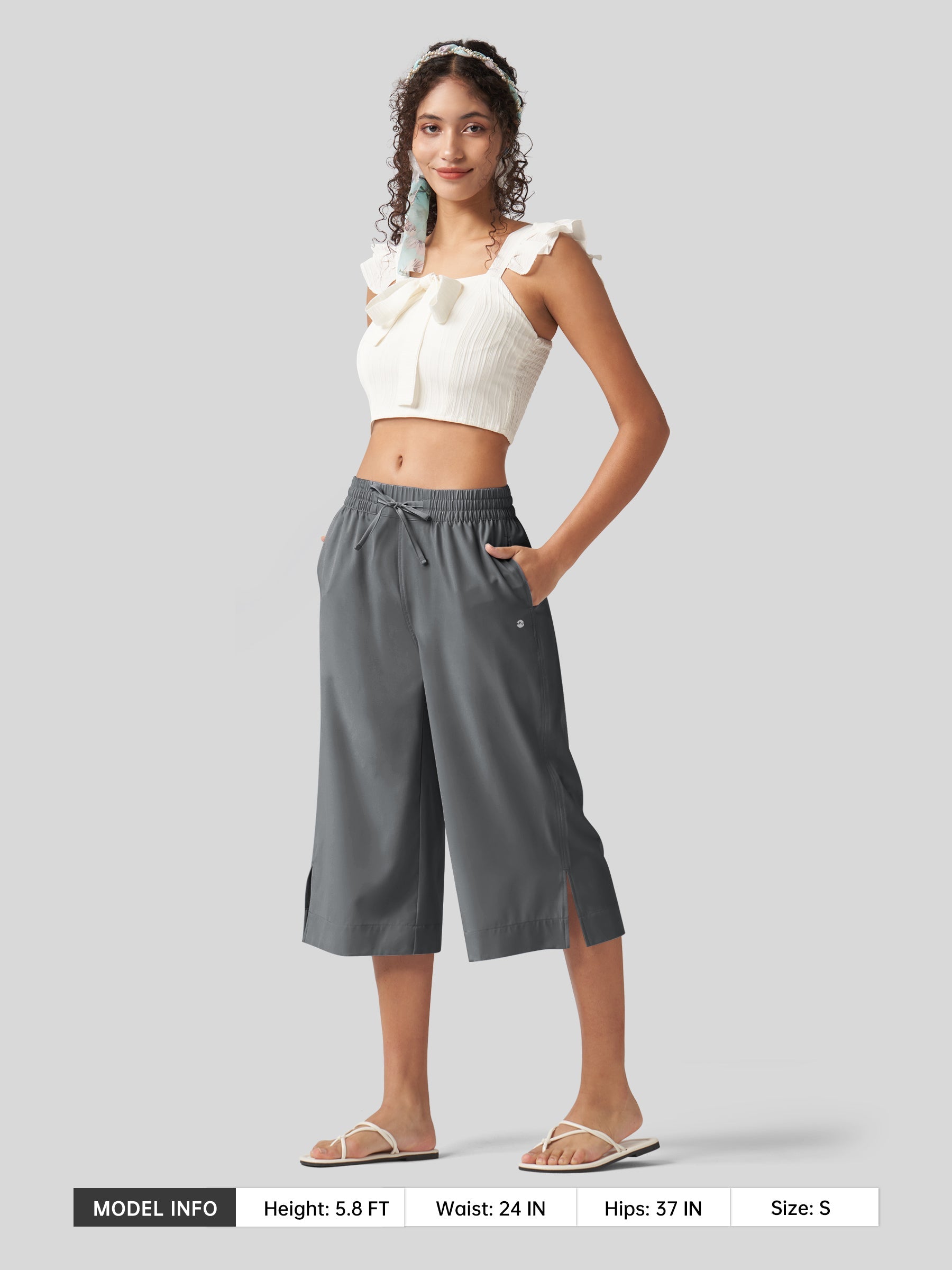 Women's Woven Wide Leg Capris
