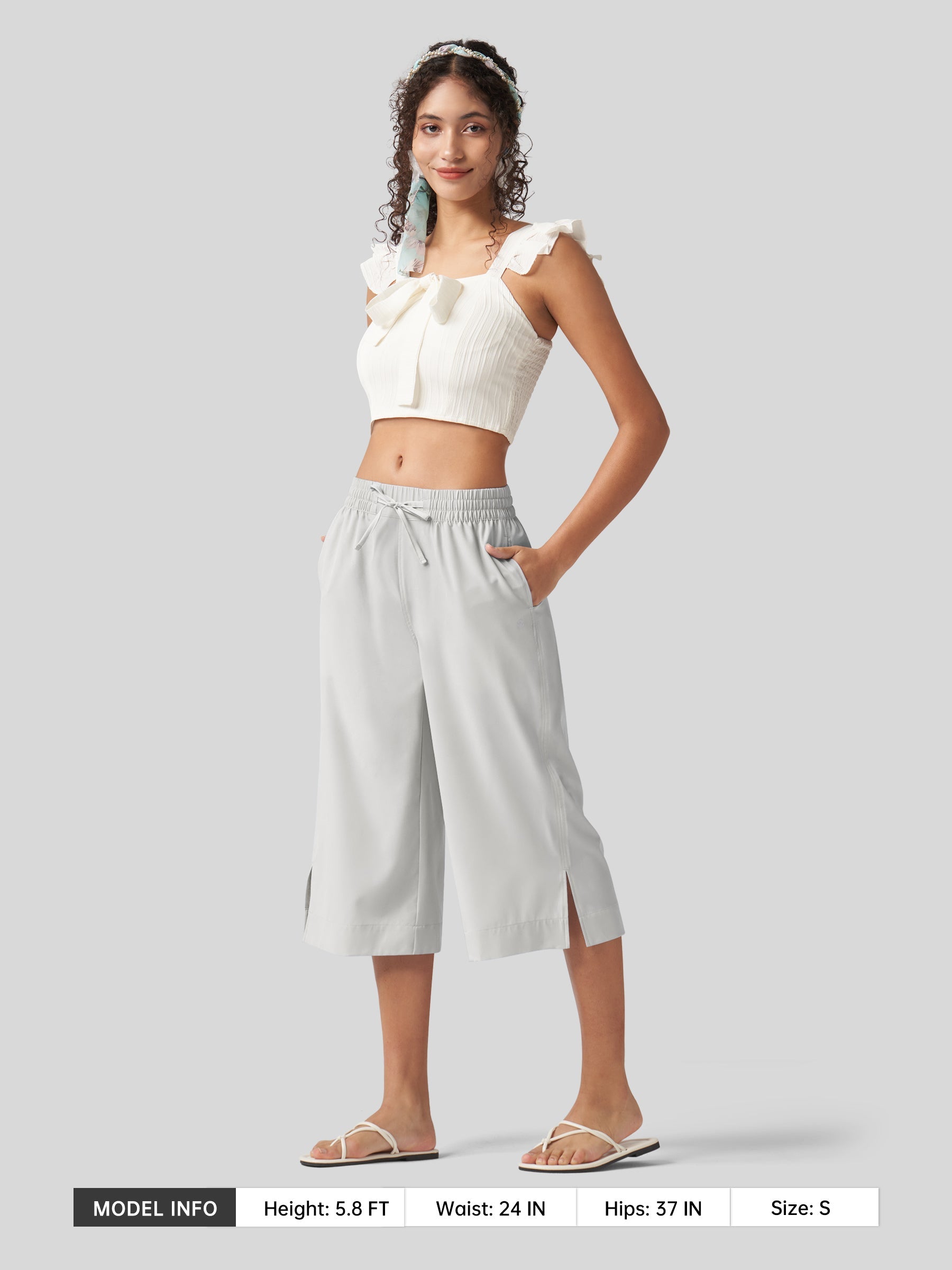 Women's Woven Wide Leg Capris