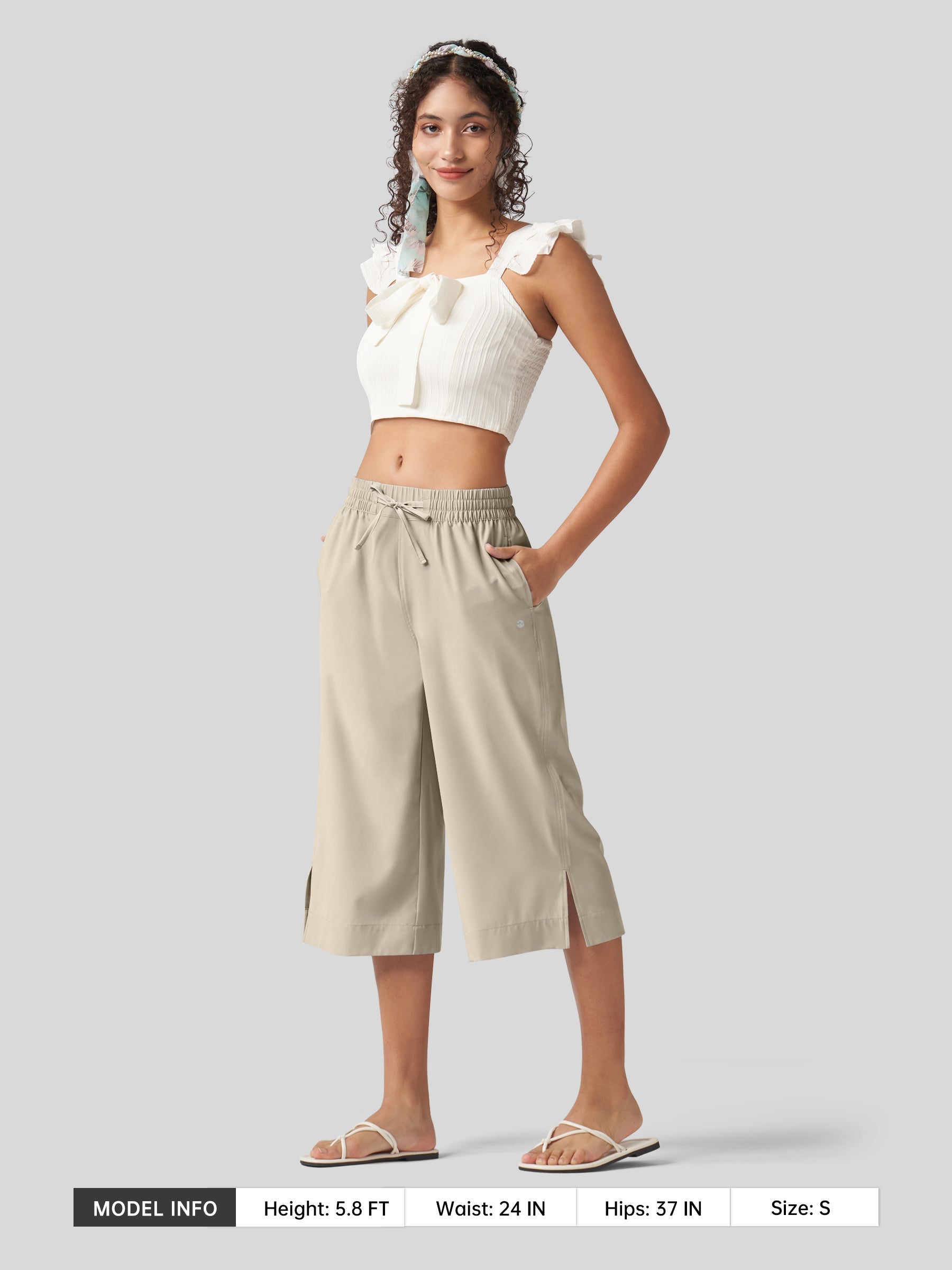 Women's Woven Wide Leg Capris