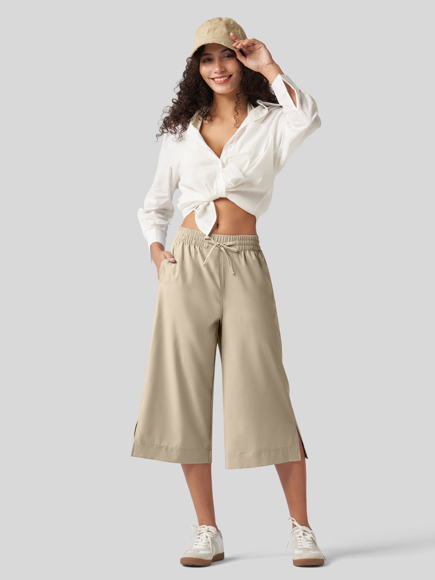 Women's Woven Wide Leg Capris