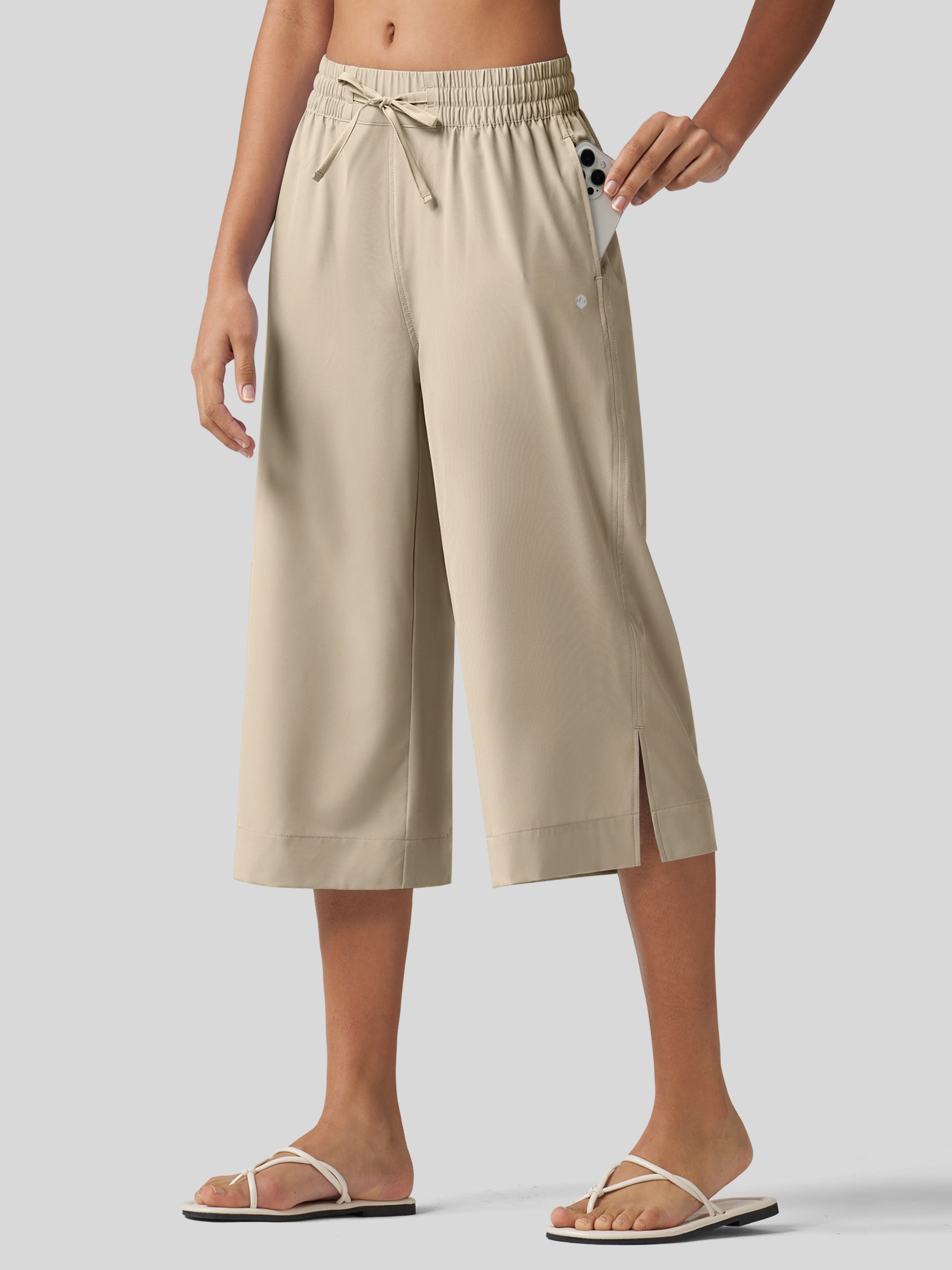 Women's Woven Wide Leg Capris