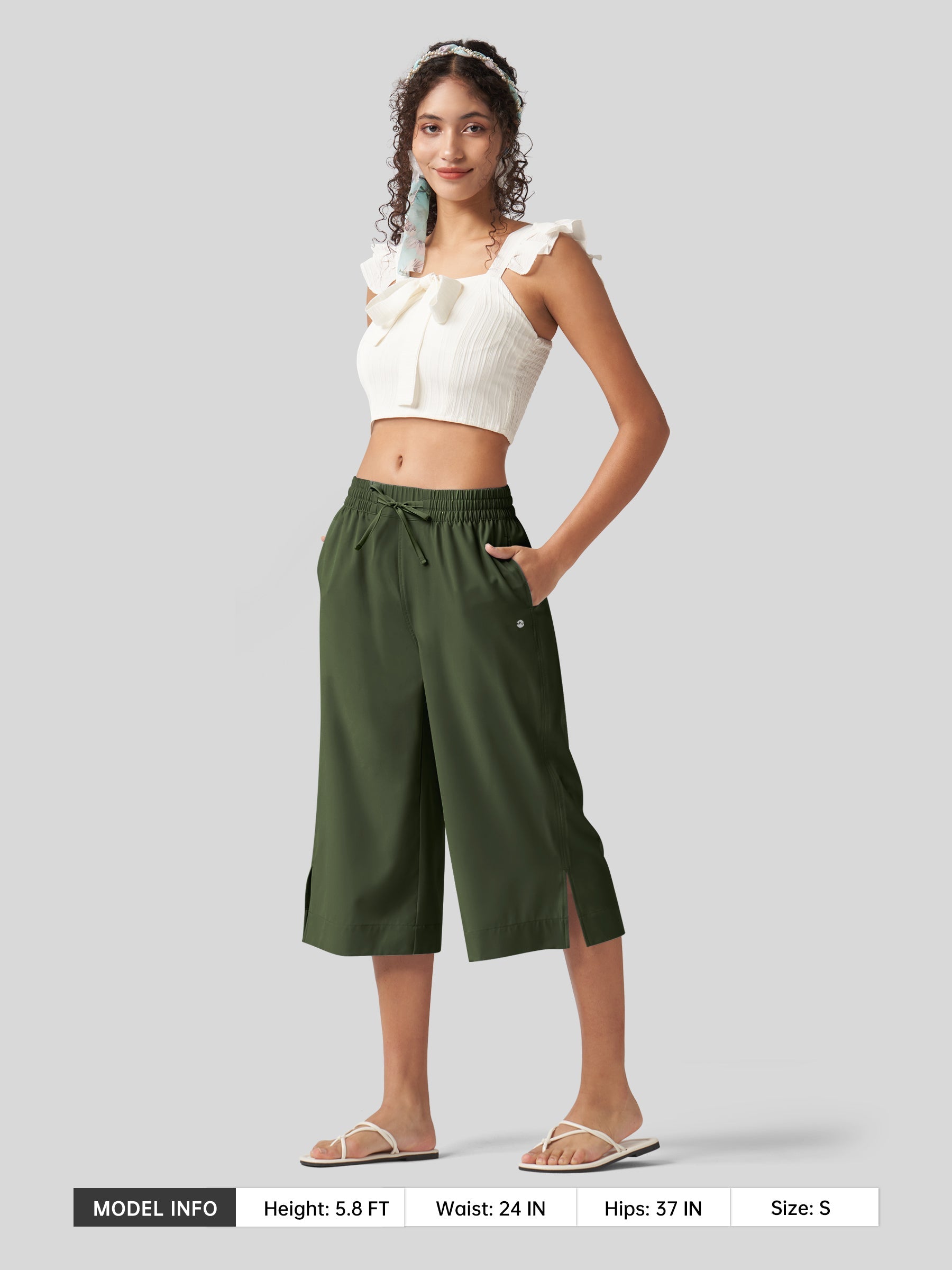 Women's Woven Wide Leg Capris