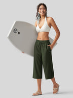 Women's Woven Wide Leg Capris