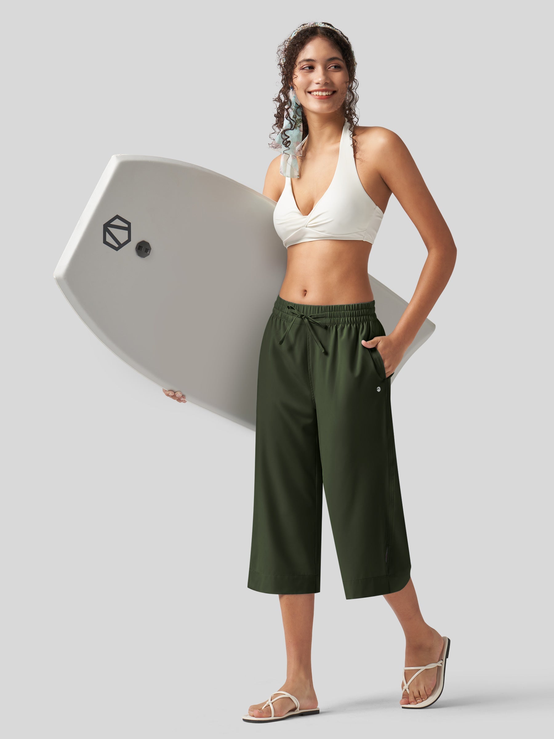 Women's Woven Wide Leg Capris