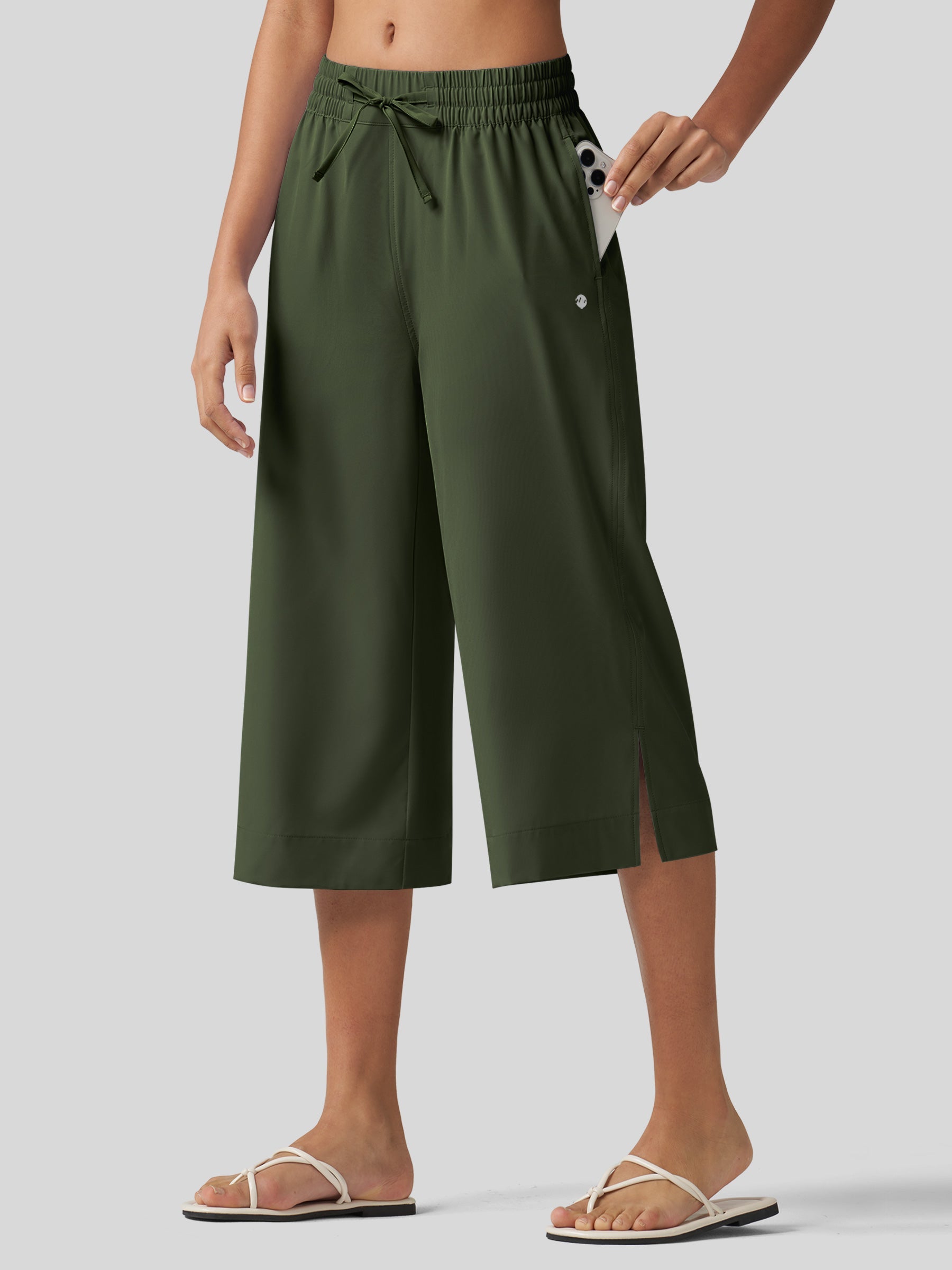 Women's Woven Wide Leg Capris