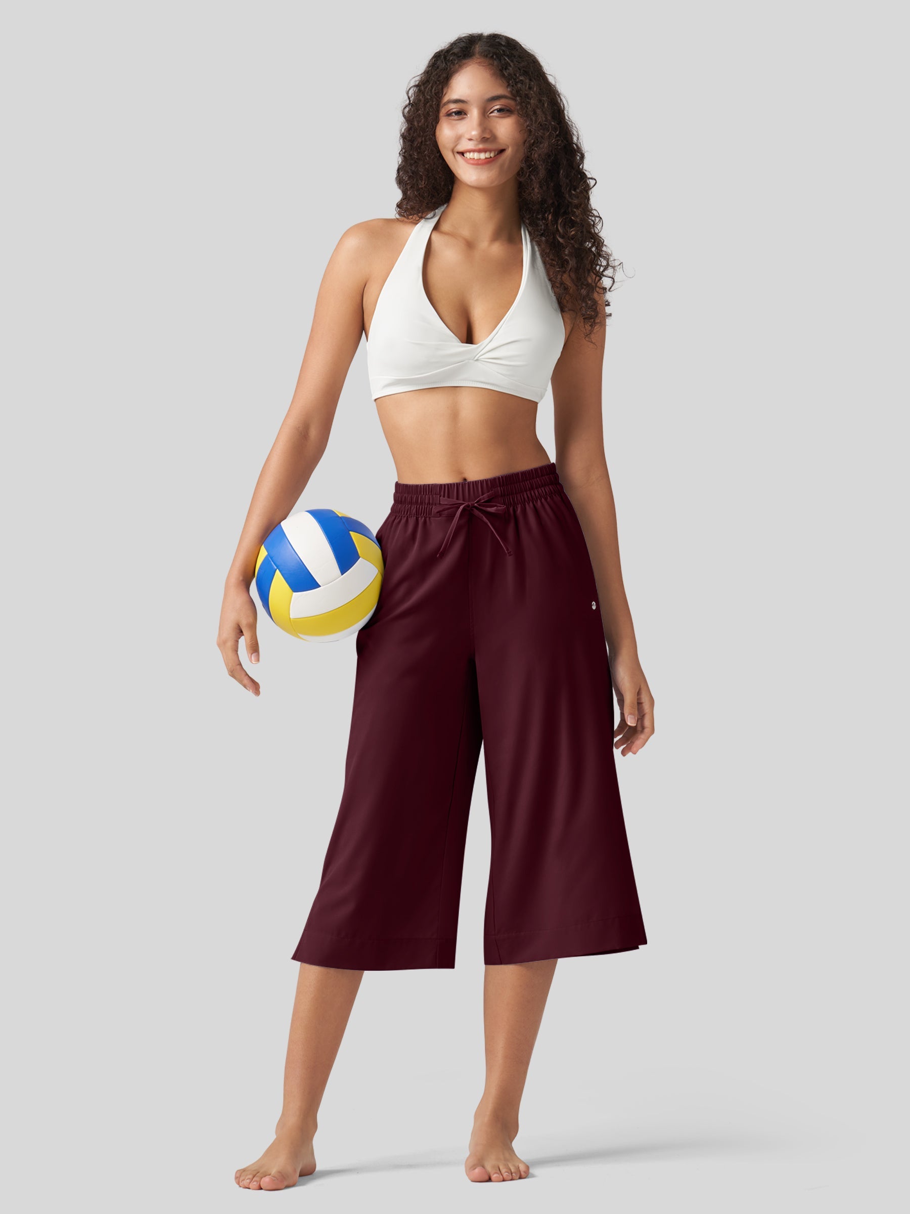 Women's Woven Wide Leg Capris